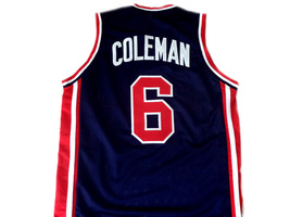 Derrick Coleman Team USA Men Custom Basketball Jersey Navy Blue Any Size image 2