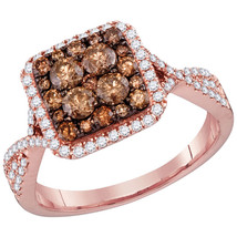 14k Rose Gold Round Brown Diamond Cluster Bridal Wedding Engagement Ring 1.00 - $1,399.00