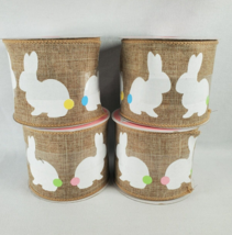 NEW lot of 4 Rolls Wire Edge Ribbon Easter Bunnies 2.5" x 25' - $15.80