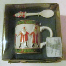 Hallmark Hand painted Santa Mug & Spoon Collectible Ceramic Set - $20.99
