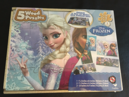 Disney Frozen 5 Wood Puzzles in Wood Storage Box - $16.95
