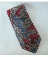 CC Courtenay Red Blue Gray Neck Tie 100% Silk Paisley Floral Mens Neckwear - $28.00