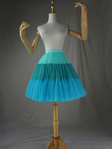 Women Knee Length Puffy Tulle Skirt Mint Green Blue Layered Tulle Skirt A-Line