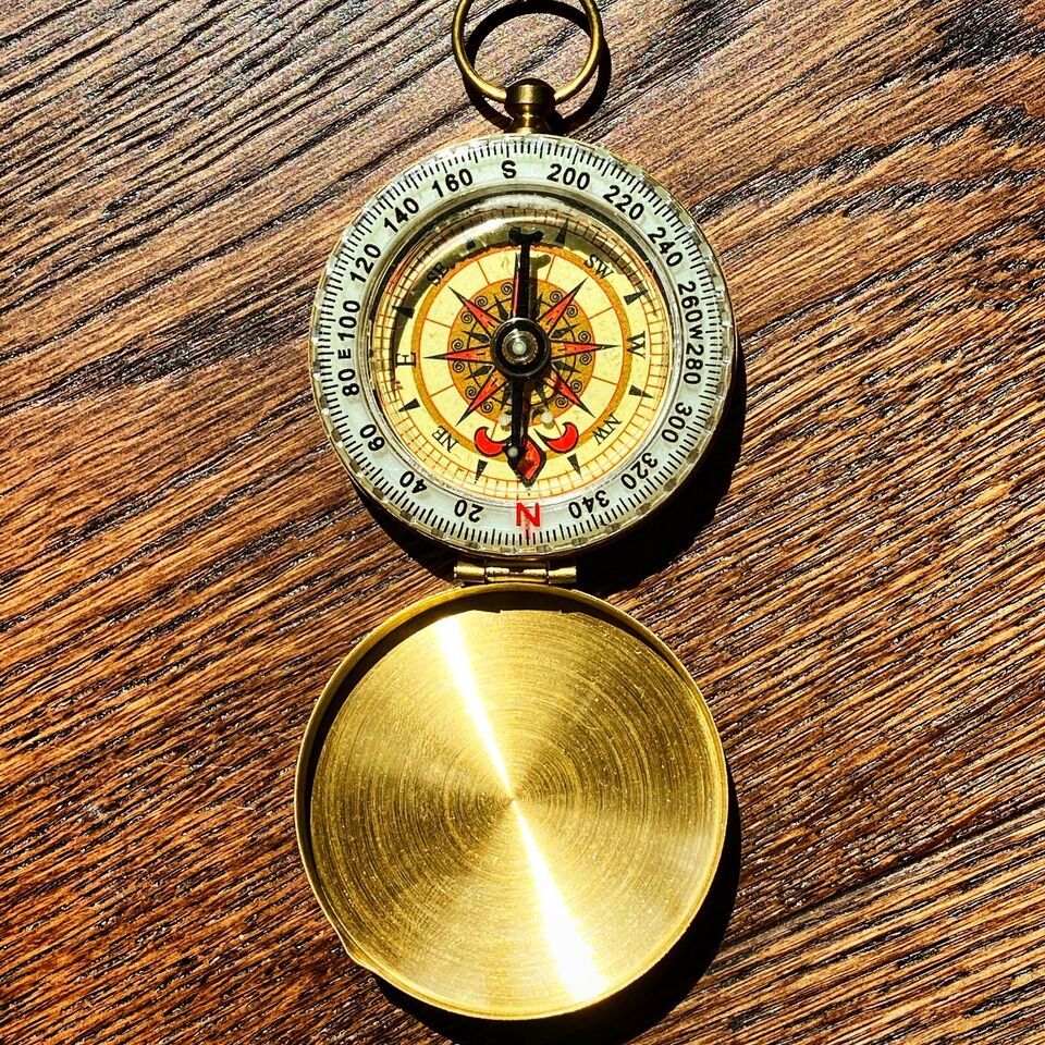 Antique Vintage Brass Solid Kelvin & Hughes 1917 Brunton Compass