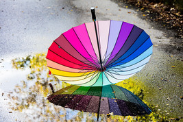 Color Wheel Slat Umbrella 40" Wide X-Large Strong Construction Metal Polyester image 2
