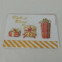 Paper Magic Group Christmas Greeting Card Make it Merry Raised Presents ... - $4.00