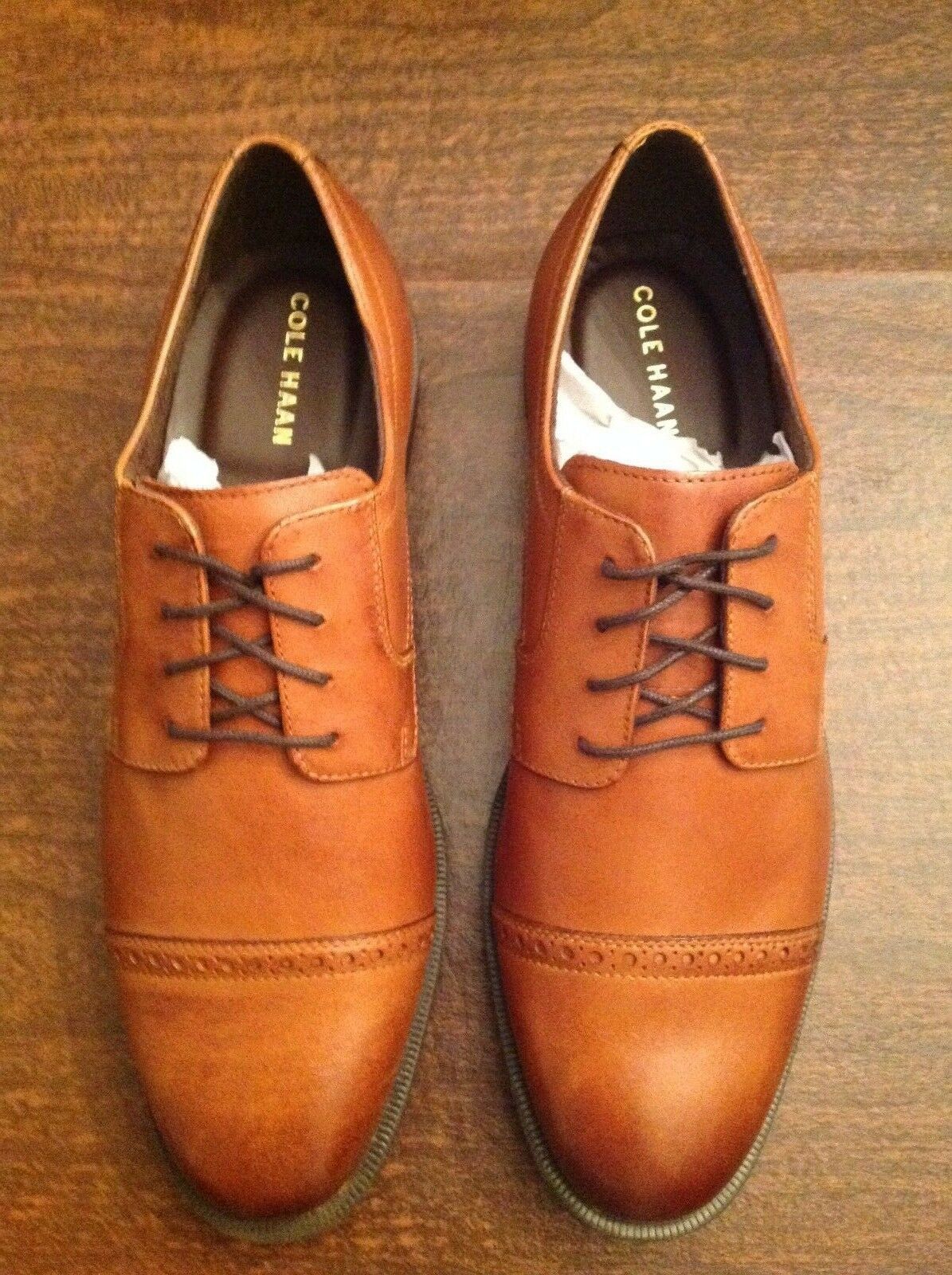 Cole Haan Men's Dustin Cap Toe Brogue Tan Leather Dress Shoes11.5M