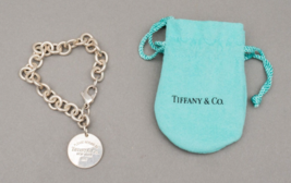 Tiffany &amp; Co Sterling Silver Please Return To Tiffany Round Tag Chain Br... - $185.99
