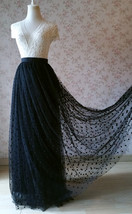Black Tulle Maxi Skirt Women Black Polka Dot Tulle Skirt Outfit by Dressromantic
