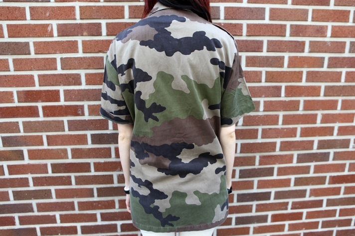 Vintage French army camo short sleeved military shirt CCE woodland