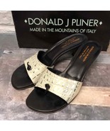 Donald Pliner Women&#39;s Virdis Leather gator/Nappa Medium Heel Sandal Sz 8.5 - $79.94