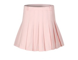 Women&#39;s High Waist Pleated School Skirt(White,L) - $29.69