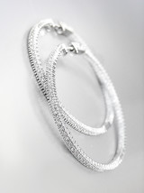 EXQUISITE 18kt White Gold Plated IN OUT Channel CZ Crystals 1 3/4&quot; Hoop ... - $49.99