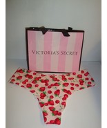 NEW VICTORIA&#39;S SECRET NO-SHOW THONG PANTY PINK W/ STRAWBERRIES &amp; CHERRIE... - $13.85