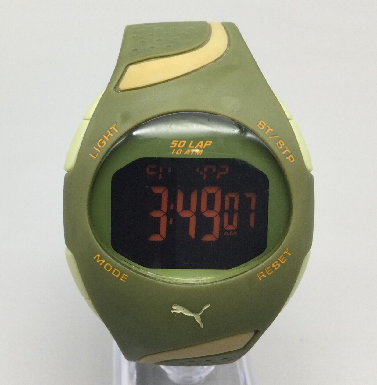 Puma Digital Watch Men Green Oval 50 Lap 100M New Battery Wristwatches