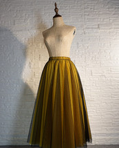 Black Yellow Tulle Maxi Skirt Outfit Plus Size Romantic Long Tutu Party Skirt  image 3