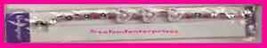 Bracelet Beaded 097 Pink Hearts & Sim Pearls Silvertone - $2.92