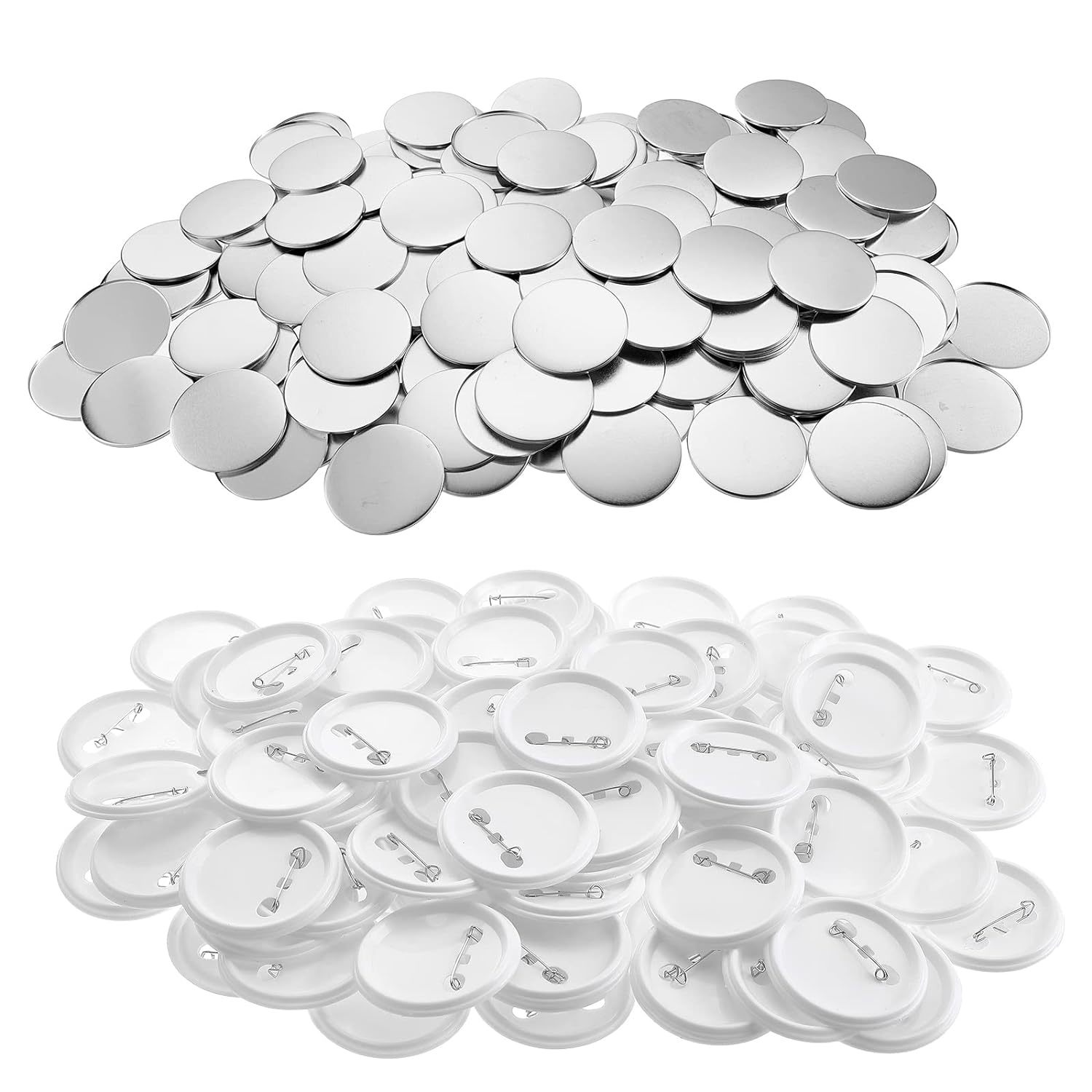 100 Sets Blank Button Making Supplies for Button Maker Machine Round Badge Pin Button Parts, 58mm/2.25 inch, Other