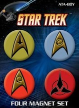 Classic Star Trek TV Series Insignias Round Magnet Carded Set of 4, NEW SEALED - $8.79