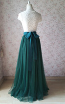 Dark Green Wedding Tulle Skirt Bow Dark Plus Size Bridesmaid Tulle Maxi Skirt image 4