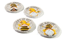 Bee Gnome Stepping Stone Wall Plaques Set 4 with Sentiments 9" Diameter Cement image 2