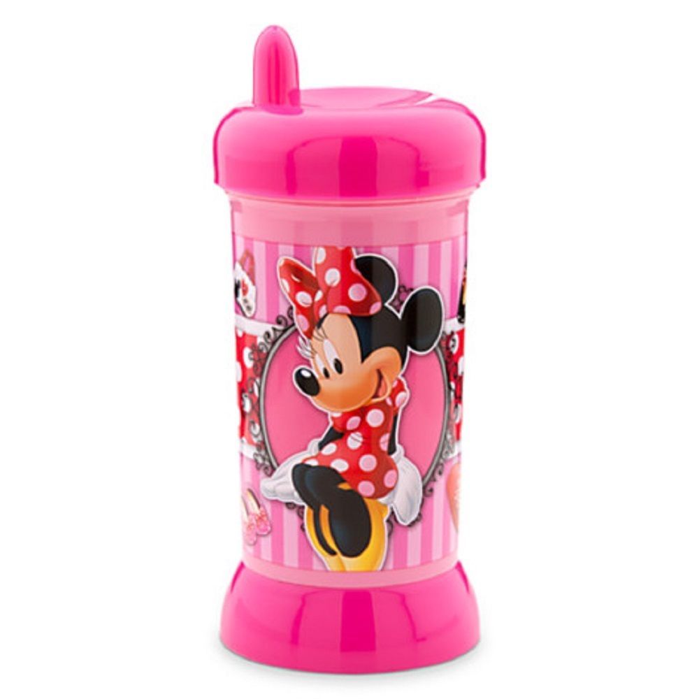Toddler Sippy Cups for Girls| 10 Ounce Minnie Mouse Sippy Cup Pack of Two with Straw and Lid | Durable Blue Leak Proof Travel Water Bottle for