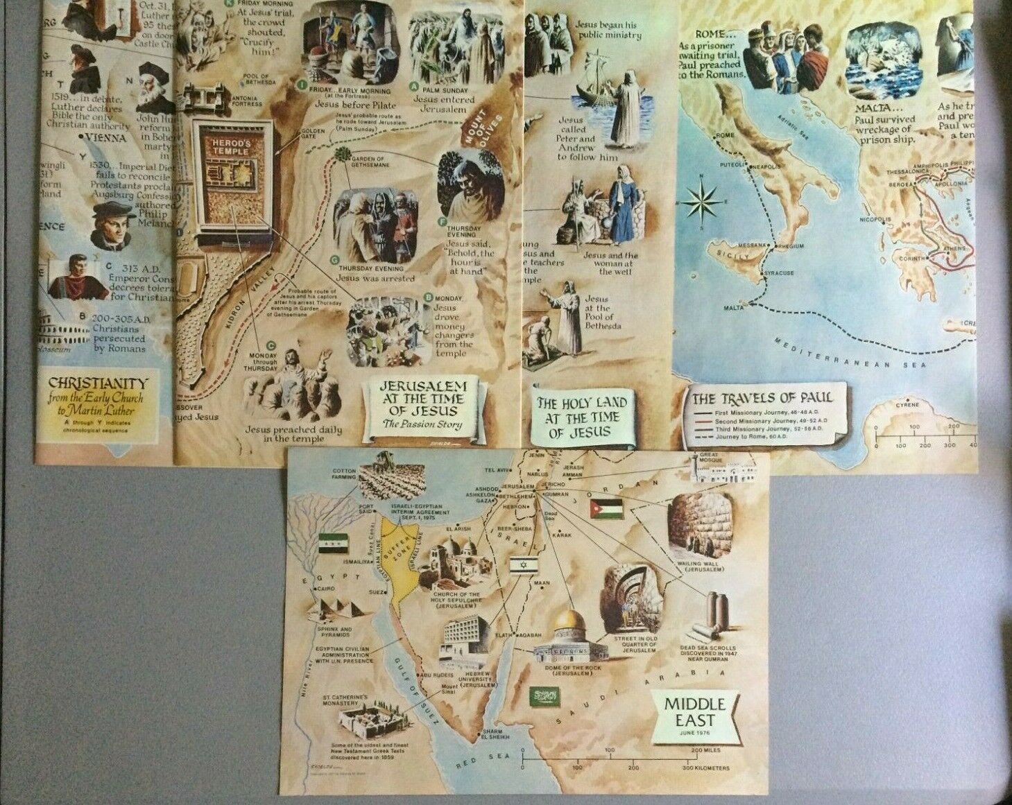 Vintage 1975 Abingdon Bible Picture Maps by Clarence Shields Posters & Prints