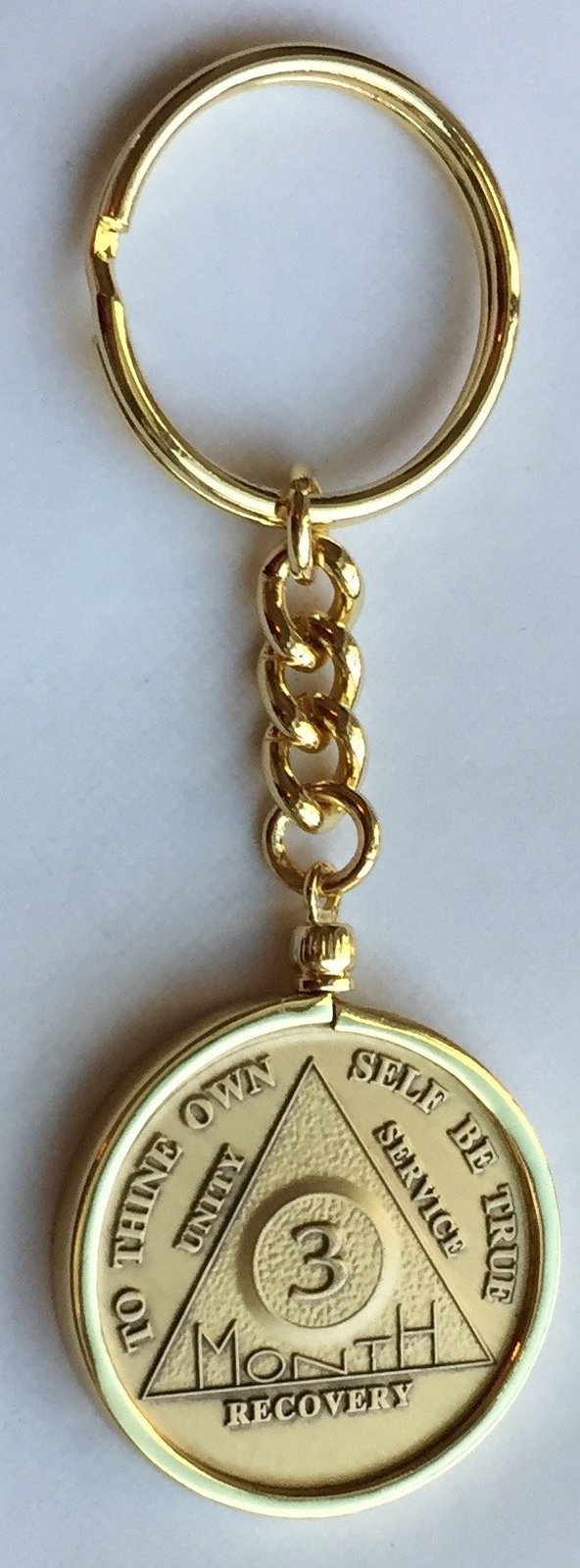 RecoveryChip AA Medallion Holder Sobriety Chip Keychain 18K Gold Plated for Wendells