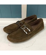 Donald J. Pliner tan suede driving loafers with silver buckle men’s size... - $68.16
