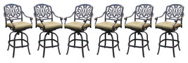 Patio bar stools set of 6 Elisabeth cast aluminum outdoor barstool Bronze - $2,094.00
