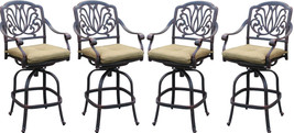 Patio bar stool set of 4 Elizabeth cast aluminum Outdoor swivel Barstool... - $1,396.00