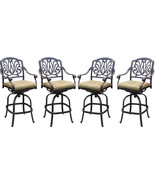 Patio bar stool set of 4 Elizabeth cast aluminum Outdoor swivel Barstool... - $1,396.00