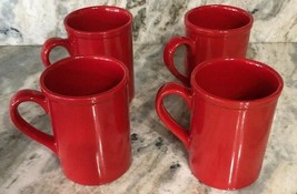 Christmas/Holiday/Daily Tall 5” High Red Coffee Tea Soup Mugs/Cups Set O... - $59.28