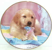 Golden Retriever Collector Plate  Puppy Portraits Teething Time Hamilton Dog - $49.95