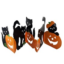 Vintage Hallmark Cards Halloween Die Cut Black Cats Pumpkins Fold Out - $14.95