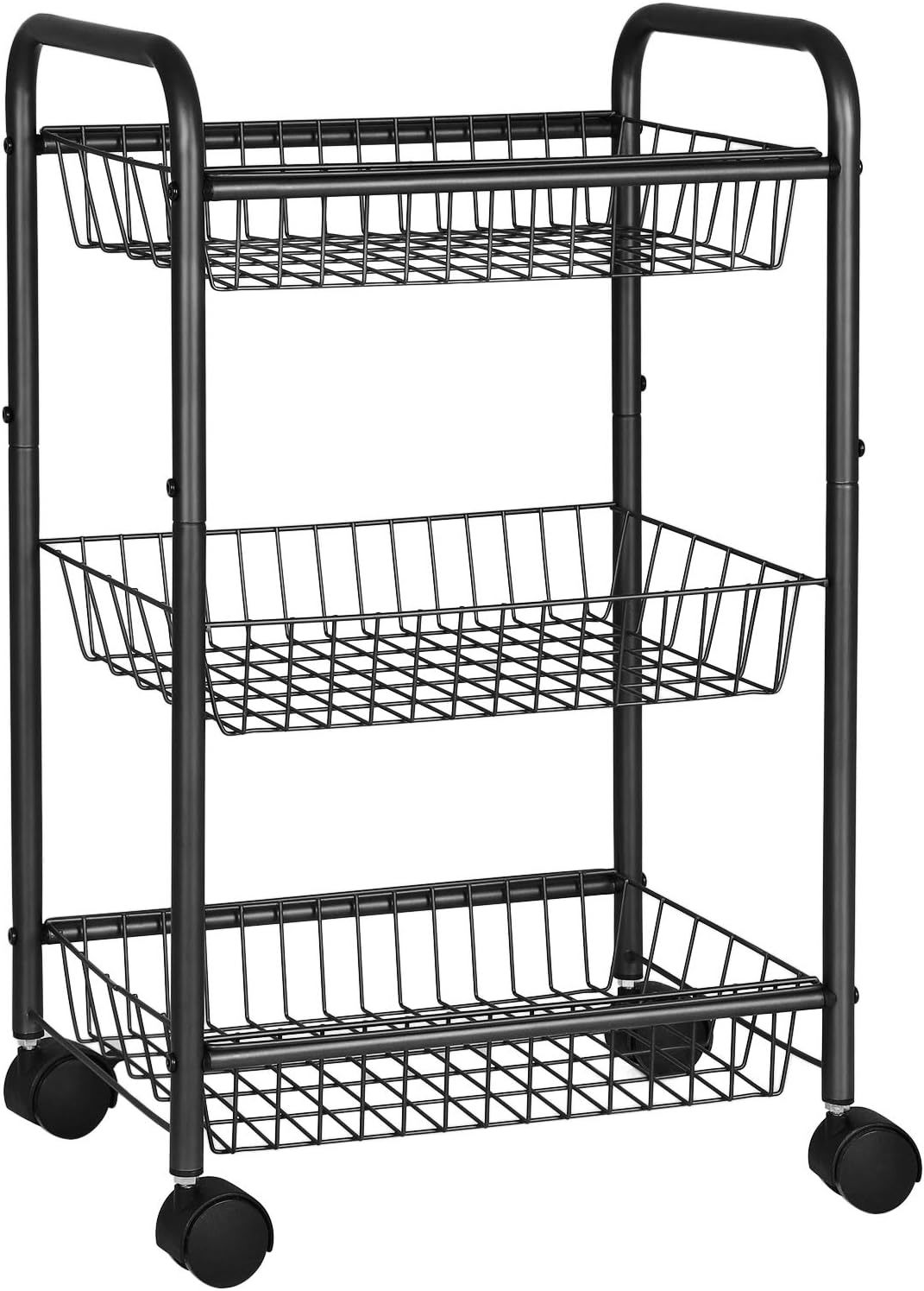 5-Tier Rolling Cart, Utility Cart with Lockable Wheels, Storage