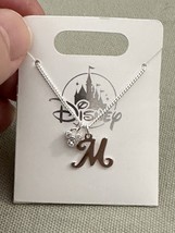 Disney Parks Mickey Mouse Faux Gem Letter M Silver Color Necklace NEW