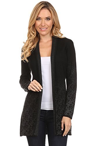 High Secret Women's Black Cotton and Acrylic Fade Print Open-Front Cardigan - $59.99