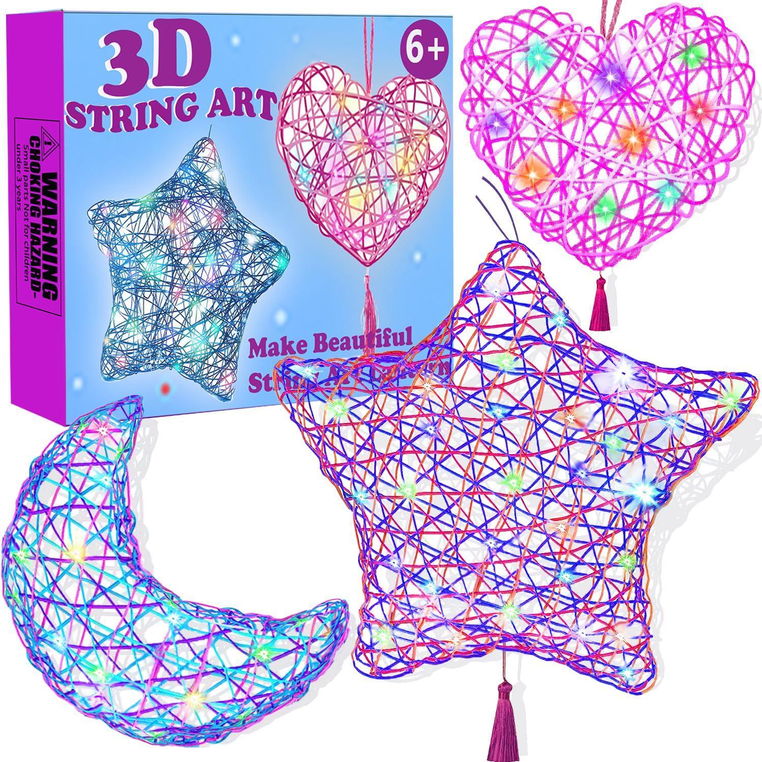 Loiion loiion 3d string art kit for kids-arts and crafts for girls ages 8-12,makes  light-up lanterns with light, toys for girls,birt