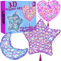 ESOXOFFORE 3D String Art Kit for Kids,Christmas Birthday Gifts for 8 9 10  11 12 Year Old Girls Boys,Arts and Crafts for Girls Ages 8-12 Heart Star