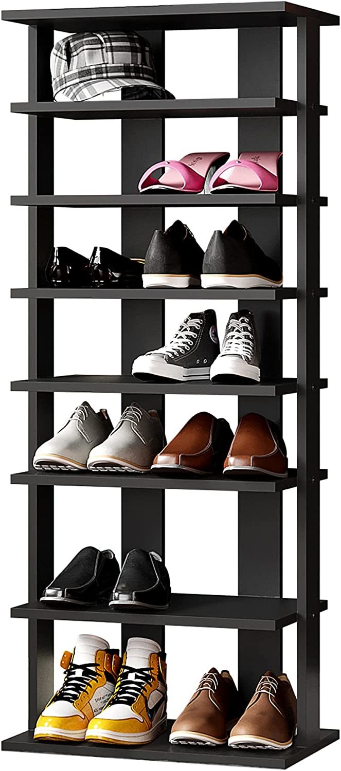 Furinno Tst No-tools 3-Tier Wide Shoe Storage Rack, Dark Brown/Black 