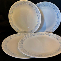 Vintage Corelle SEA AND SAND Lot of 4 Dinner Plates White Blue/Tan Floral - $37.00