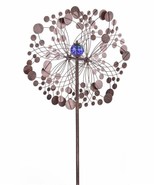 Flower Wind Spinner Garden Stake 75&quot; Tall Brown Metal Triple Pronged Blu... - $197.01