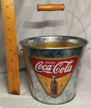 Vintage Coca-Cola Galvanized Metal Bucket/Pail with Wooden Handle and Liner - $11.99