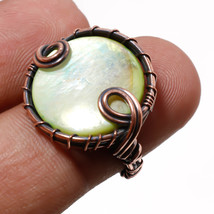 Green Mother Of Pearl Gemstone Ethnic Copper Wire Wrap Ring Jewelry 5.50... - $4.99