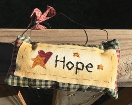  99280H  Hope Mini Pillow with gingham ribbon Hangs by wire - $2.95