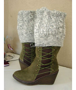 NIB AUSTRALIA LUXE COLLECTIVE ANJA OLIVE LACE WEDGE BOOTS W/SOCK~10 - $139.99