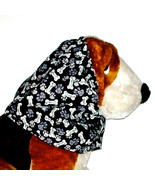 Dog Snood Black Grey White Paws &amp; Bones Cotton Size Puppy REGULAR - $12.00