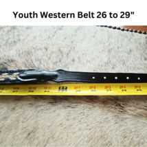 Youth Western Belt Hitched 26" to 29" Black Cream and Blue USED image 4