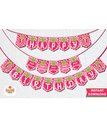 Happy Birthday Strawberry Shortcake Printable Banner - Instant Download - $4.00